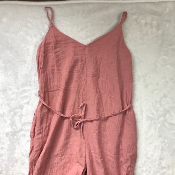 Indulge In Style Sleeveless Cropped Jumpsuit Women's Medium Sash, Pockets Rayon - Picture 10 of 10